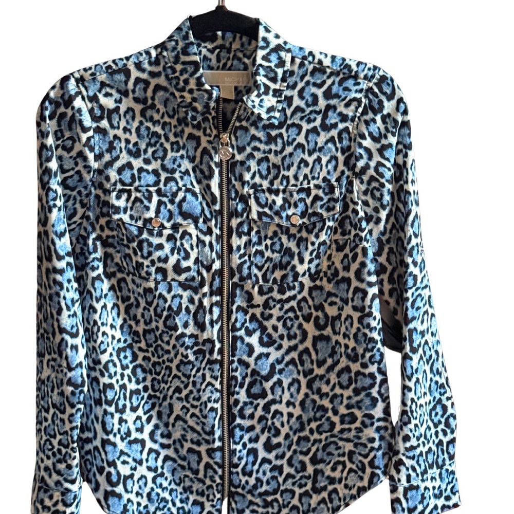 MICHAEL Michael Kors Blue and Black Jacket Style Blouse Size XS
